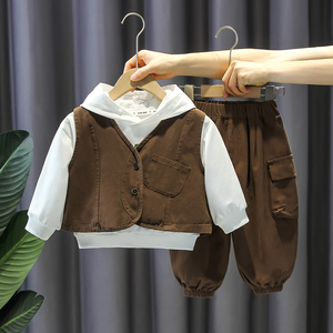 Next Ktbe男童套装春装2023新款儿童时髦马甲三件套帅气春季童装