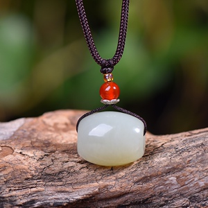 阿里拍卖捡漏新疆和田玉青白玉羊脂玉路路通玉吊坠挂件男女款玉牌