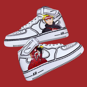 二次元手绘鞋子定制diy海贼王火影忍者aj1空军af1篮球鞋客制彩绘