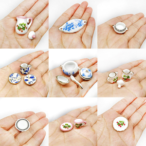 迷你娃屋小玩具微缩食玩小布仿真摆设 各类陶瓷茶壶碗碟茶杯模型a