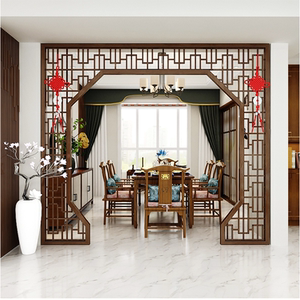 隔断客厅家用遮挡装饰花格新中式实木屏风镂空月亮洞拱门简约现代