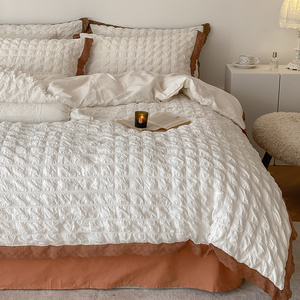 公主风泡泡纱纯棉四件套100全棉被套床单裸睡韩式少女心床上用品4