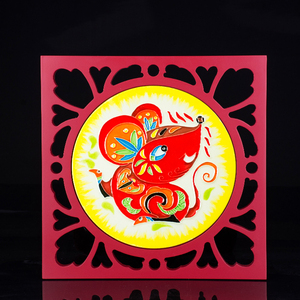 老鼠招财装饰画陶瓷家居风水办公室墙面装饰十二生肖鼠工艺礼品