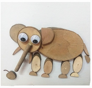 原木树枝木片动物主题画框幼儿园木工坊亲子手工制作材料包龙熊鹿