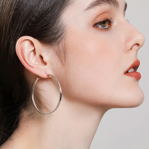 纯银圆圈耳环女耳圈耳饰素圈大圈圆环耳坠2021年新款潮圈圈2022年