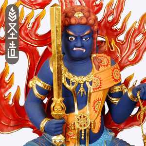 木雕不动明王佛像唐密不动尊家用真言宗木佛像摆件定制 圣造