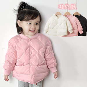 儿童冬季韩版羽绒服宝宝轻便外套男女童短款中厚外出服开衫保暖衣