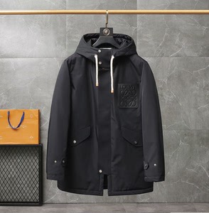 loewe罗意威 徽章压花连帽羽绒服外套男士时尚保暖休闲夹克衫男装