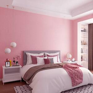 粉色壁纸卧室公主粉色无缝卧室墙布韩式浪漫浅紫色儿童房婚房壁布