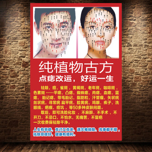 1961男女面痣图脸部古方点痣海报祛痣祛斑面部宣传画面相开运广告