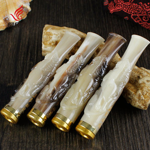 牦牛角烟嘴雕刻马双重循环过滤器可清洗男士吸烟器包邮过滤嘴烟斗