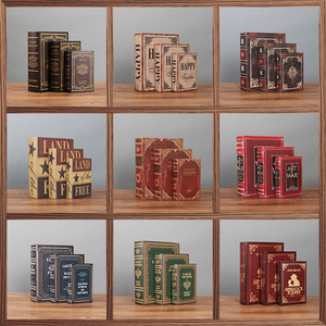 欧式复古装饰书仿真书假书摆件道具书橱窗装饰品书本书盒木质收纳