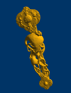 如意镂空 stl扫描圆雕图 旋转雕刻三维立体模型立体浮雕/人参如意