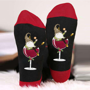爆款圣诞雪人红酒情侣袜礼物袜男女中筒袜 Merry Christmas socks