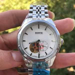 雷特表rate全自动机械表男士精钢镂空短针小秒时尚商务品牌机械表