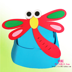 蜻蜓头饰昆虫头套面具幼儿园学校亲子表演道具小动物卡通立体帽子
