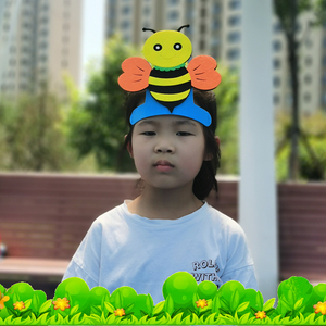 蜜蜂头饰昆虫蝴蝶蜻蜓蜗牛蚂蚁幼儿园学校表演道具小动物帽子面具