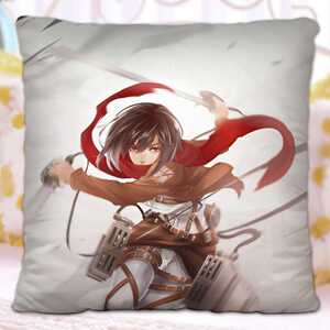 【送枕芯】进击的巨人三笠阿克曼抱枕方枕头卡通动漫汽车靠背头枕