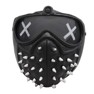 朋克恶魔看门狗面具万圣节恶搞表演道具半脸面罩发光柳钉摇滚娱乐