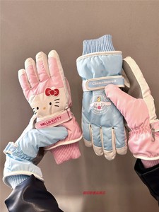 日本GP滑雪手套女2024冬季新款加绒加厚骑行防滑保暖羽绒棉手套