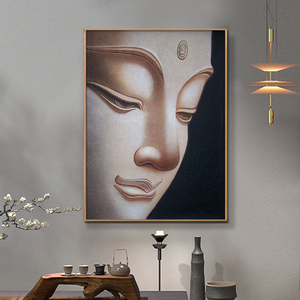 佛头装饰画佛堂茶室佛像挂画客厅玄关背景墙壁画