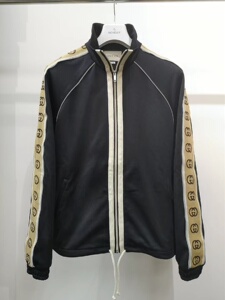 gucci 古奇 21秋冬 侧条logo双g 3m反光条纹黑色运动夹克 598861