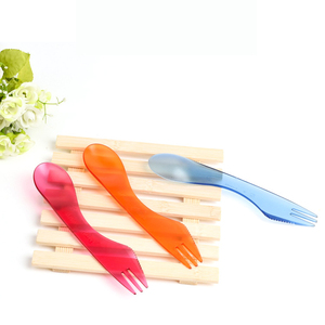 特百惠 三合一刀叉勺/小搅拌棒 便携餐具 儿童塑料餐具 卡通刀叉