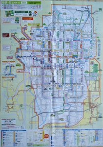 京都市地铁巴士旅游地图42乘60CM日本京都市地铁巴士地图