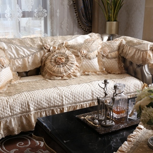 赛丽尔蕾丝欧式沙发垫高档奢华布艺坐垫四季贵妃防滑皮沙发套巾