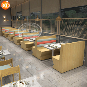 现代餐馆火锅烤肉饭店沙发卡座桌椅组合茶餐厅卡坐木板坐垫长椅子