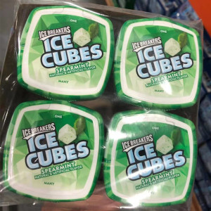 ice cubes 酷力留兰香味无糖口香糖 清新薄荷休闲零食 40粒*4盒装