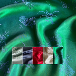 提花缎真丝提花面料喜花四季提花重绉旗袍汉服布料中国风手工米色