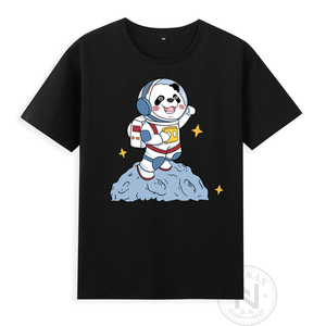 纯棉宇宙太空航天火星熊猫宇航服星球短袖t恤衫夏6xl衣服有儿童装
