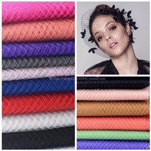 多色 菱形菱格大孔渔网头纱面纱头饰发饰diy网纱布料大目网 包邮