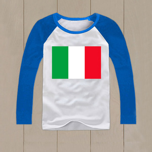 意大利国旗 女儿童装长袖t恤男童衣服集体活动表演服运动会打底衫
