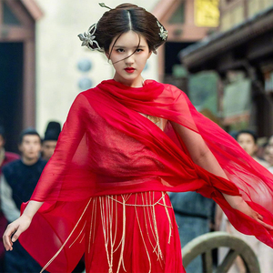 影视古装赵露思传闻中的陈芊芊同款红衣出场飘逸仙女红色金缕衣