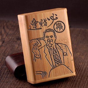 【粗烟158赌神】天然手工楠竹整包烟盒雕刻字送礼复古风旱烟