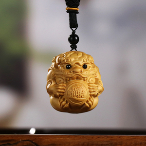 黄杨木雕招财进宝手把件貔貅抱球男士实木文玩把玩件转运旺财皮丘