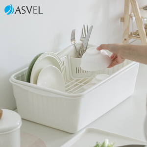 日本进口asvel碗碟收纳架家用双层沥水架滤水篮多功能厨房置物架