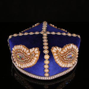 新疆珍珠巴旦木帽子女手工民族风情小花帽维族四角帽舞蹈镶钻头饰