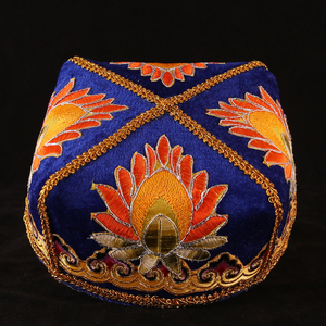 新疆舞蹈帽子女式维吾尔族特色花帽舞台演出帽手工花帽