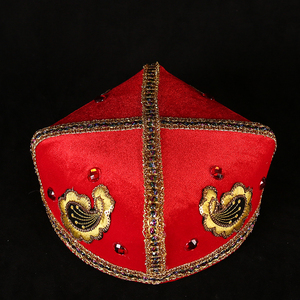 维吾尔族女士巴旦木花帽子新疆带钻小花帽成人演出服饰配件辫子帽