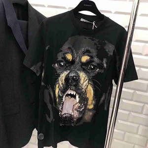 givenchy/纪梵希 gvc 修身/os 罗威纳犬 狗头 黑色 短袖t恤