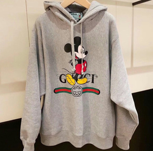 gucci/古奇 x disney 米奇 腰带字母logo 灰色 连帽卫衣帽衫