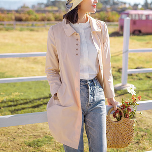 红念风衣女中长款2021新款春季女装时尚气质收腰显瘦春秋上衣外套