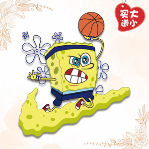 卡通动漫海绵宝宝打篮球热转印图案高温熨烫贴手工贴柯式过粉胶印