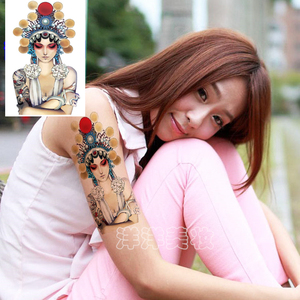 新品防水纹身贴京剧花旦刀马旦花臂纹身贴纸中国风性感 大图逼真