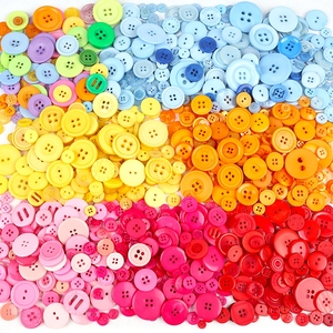 混装彩色渐变纽扣扣子树脂幼儿园儿童手工DIY创意纽扣花贴画材料