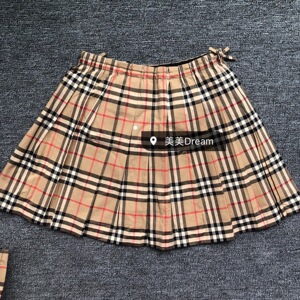 burberry新款大童 经典格子百褶半身裙 上海现货