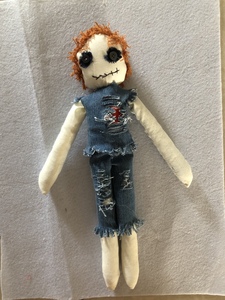 恐怖男鬼手工布艺玩偶公仔妈妈布娃娃棉麻布旧时光密室逃道具